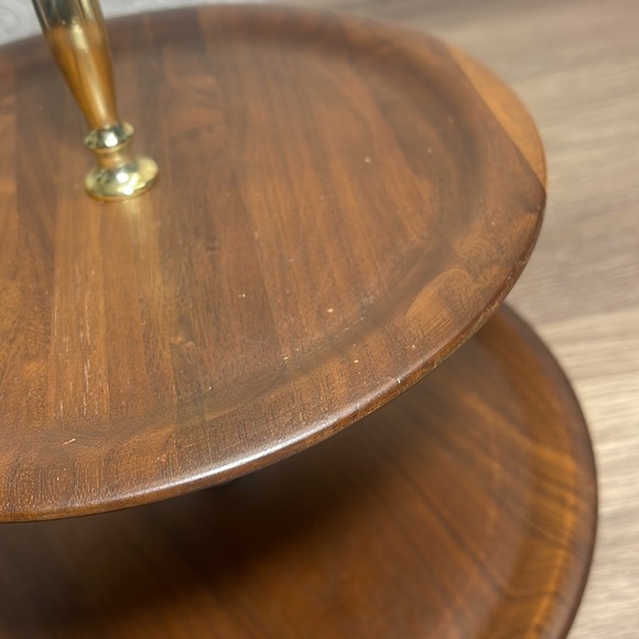 Vintage MCM Mid Century Modern Wood 2 Tier Serving Tray Platter Giftwood - Picture 5 of 8